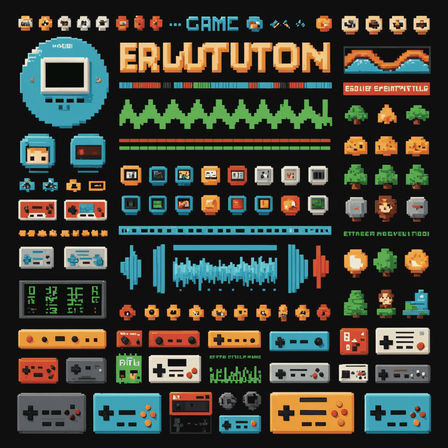 Pixelated waveforms and retro game characters showcasing 8-bit audio revolution